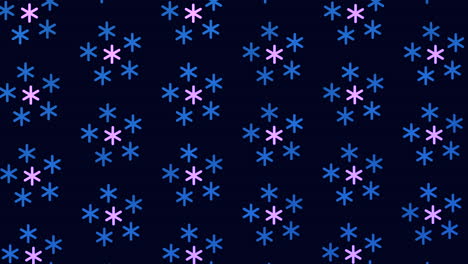 patrón abstracto de copos de nieve de invierno en filas sobre degradado negro