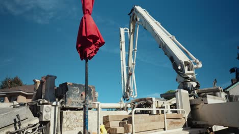 Concrete-Pumping-Truck-Shaking-as-it-Pumps-Concrete