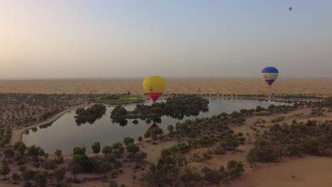 - hot air balloon flying over the desert in dubai - uae