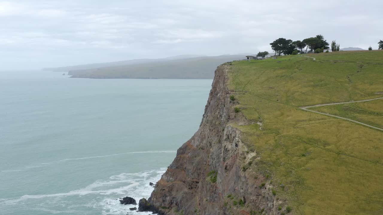 Walkway by the ocean, Taylors mistake, New Zealand, aerial view to Taylors Mistake beach from Godley Head Walkway,  Canterbury, Christchurch,