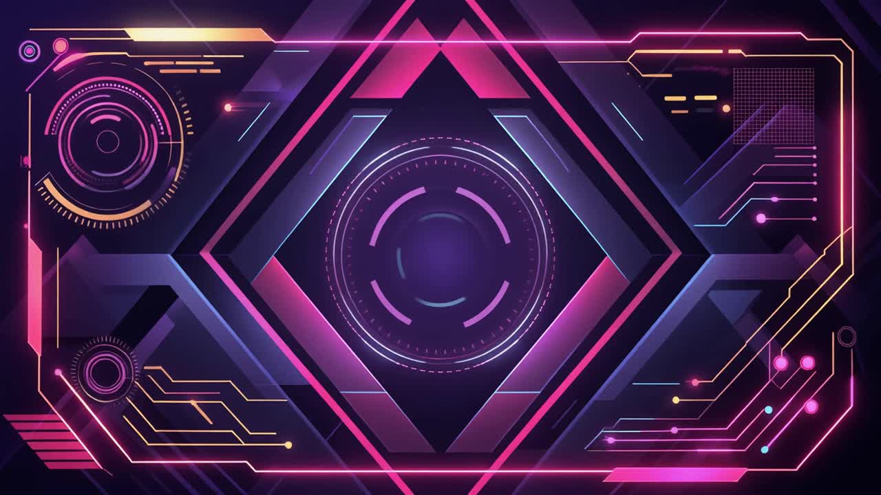 Futuristic Digital Interface with Neon Glowing Elements