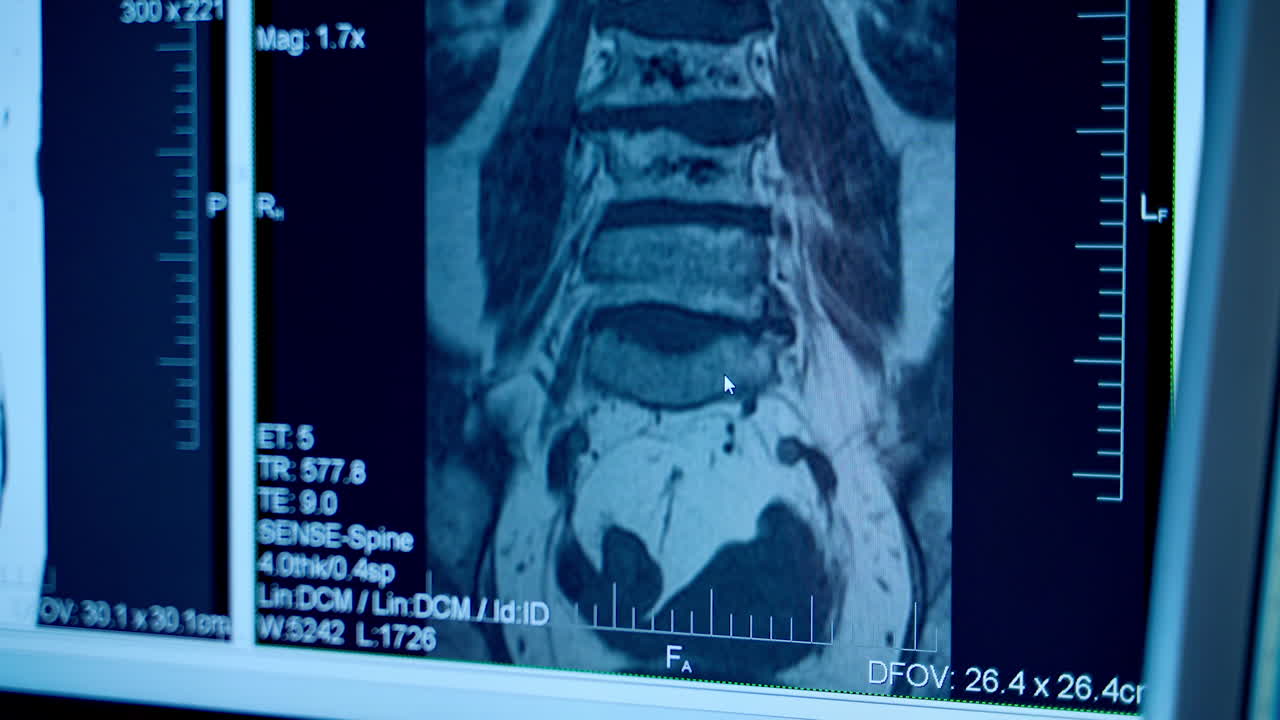 Monitors Showing Scans Results. Close up of scan screen animation monitor