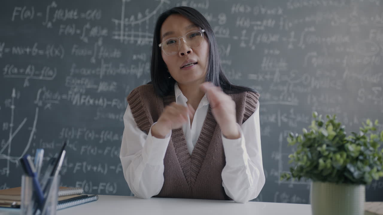 Teacher giving an online class or presentation