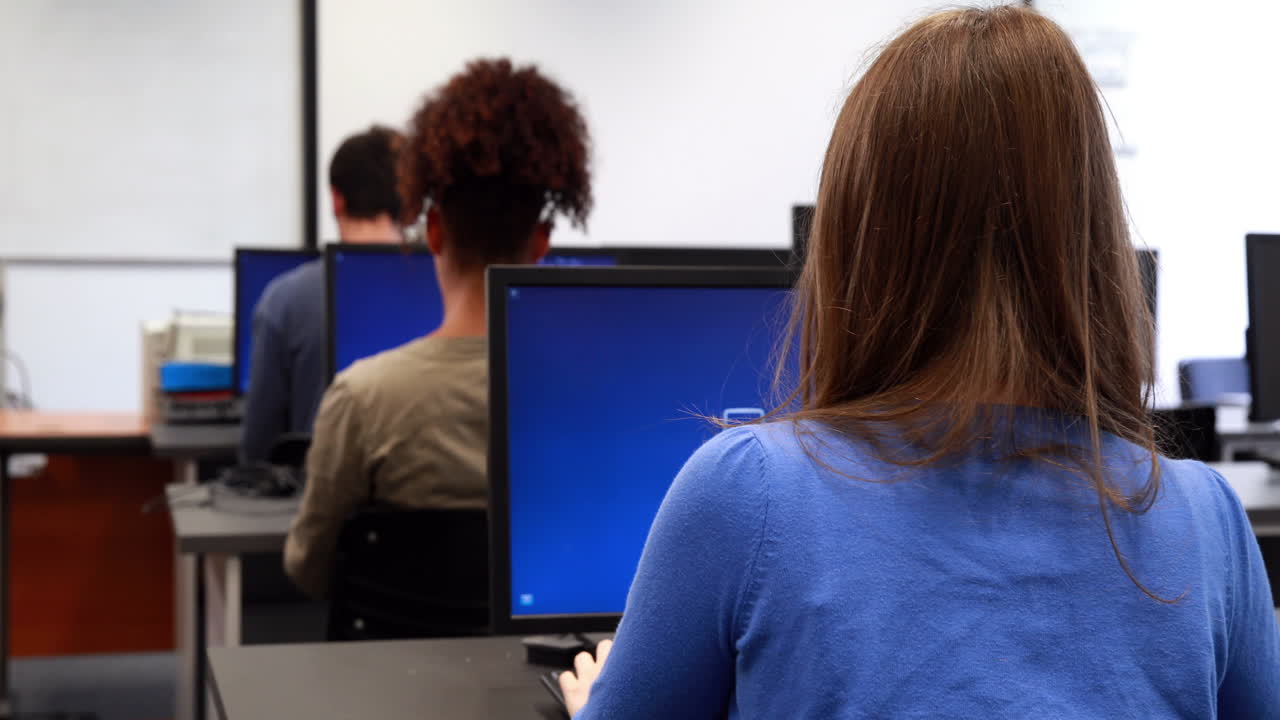 Students working in computer room