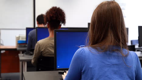 students working in computer room