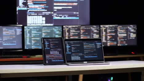 coding workstation with multiple monitors