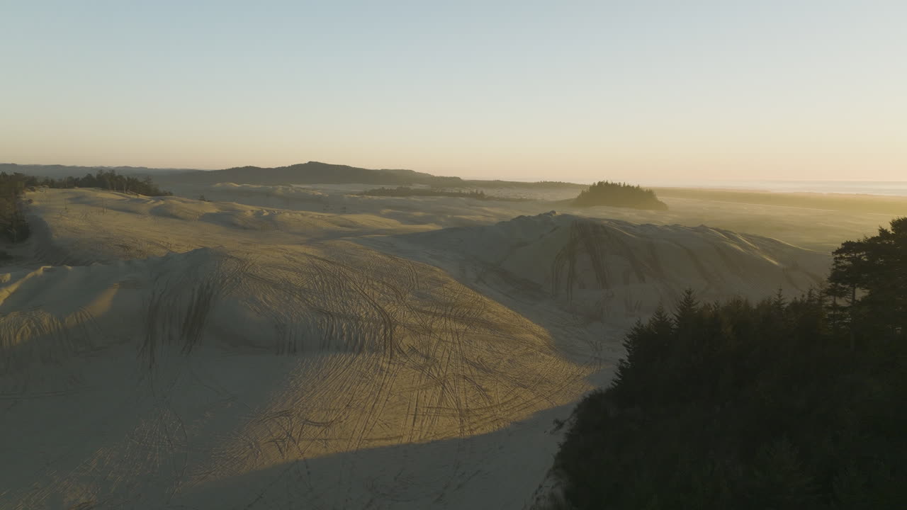 Aerial View of Sand Dunes at Sunset