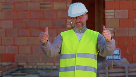 ingeniero civil arquitecto especialista levanta el pulgar está de acuerdo con algo o da una respuesta positiva
