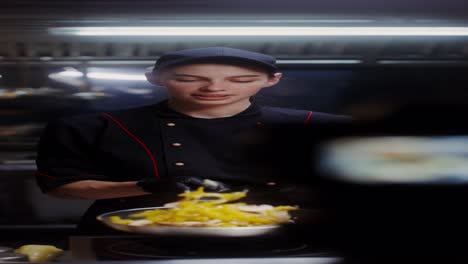chef cooking pasta dish