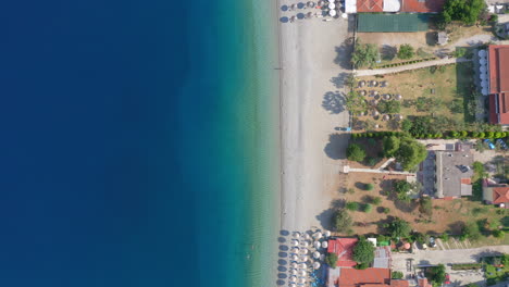 Aerial:-Top-down-drone-shot-of-Panormos-beach-at-Skopelos-island-in-Greece