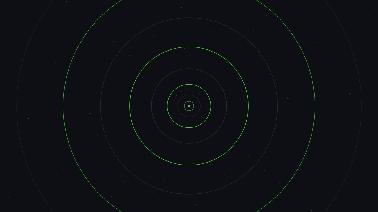 Motion graphic astratta di cerchi concentrici verdi pulsanti