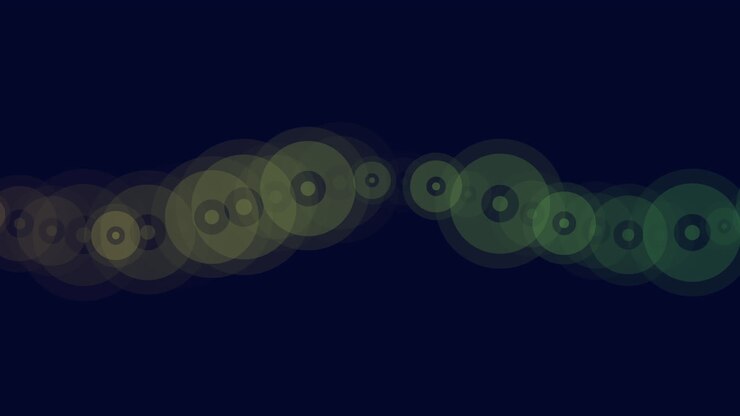Dynamic circular patterns on dark background, abstract design element