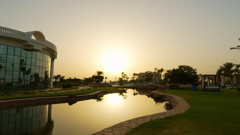 Peaceful-golden-hour-sunrise-at-a-resort-in-Egypt