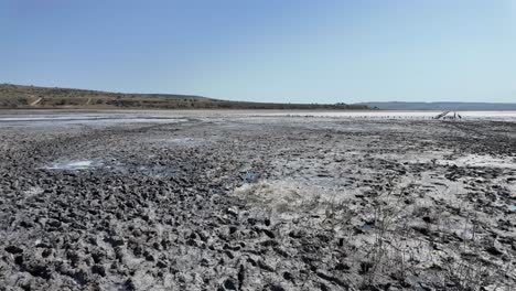 Expansive View of a Dry, Cracked Salt Lake Bed