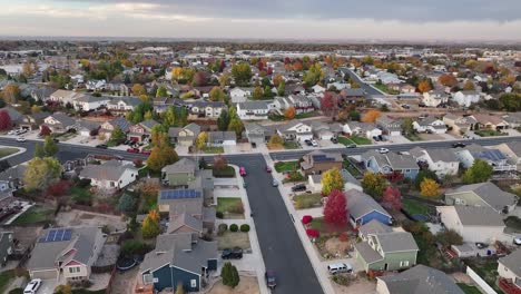 greeley colorado establishing shot full fall colors over gateway estates