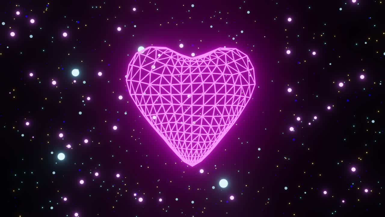 은하에서 회전하는 3d 렌더링 심장