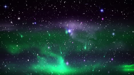 la nieve cae y la noche de navidad el cielo estrellado la aurora boreal