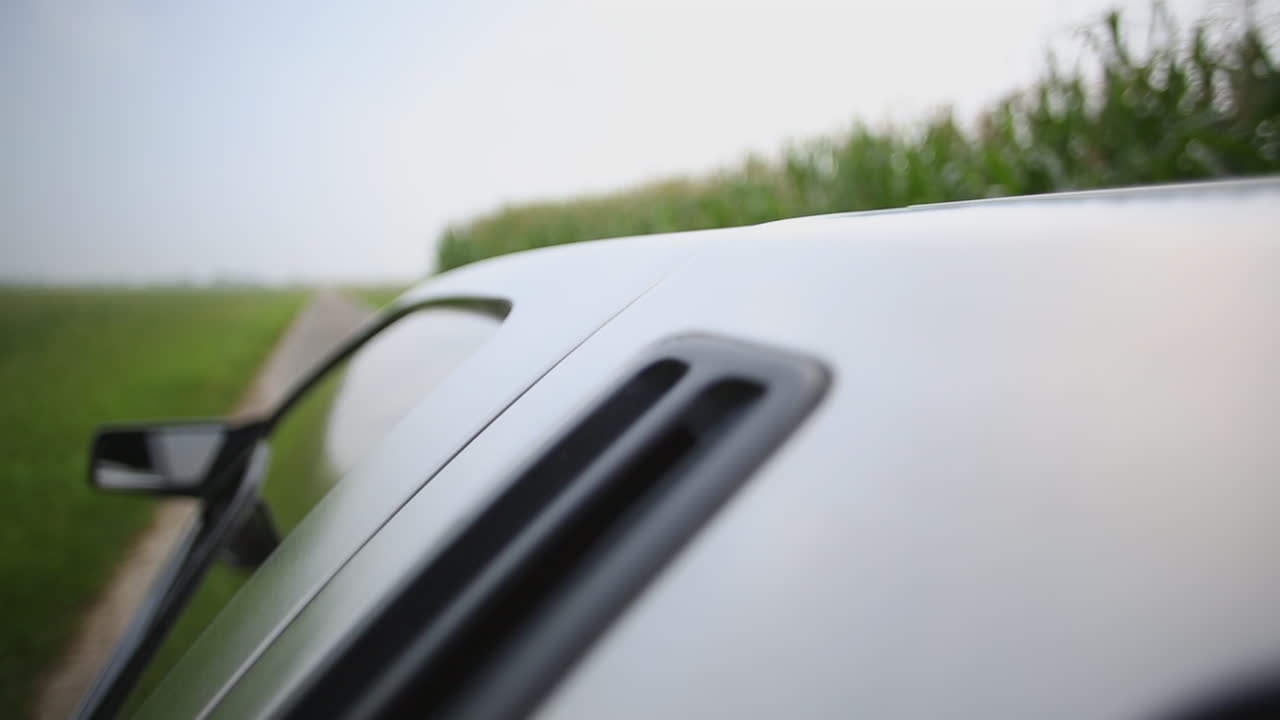 옥수수밭 근처의 dmc delorean 여는 문