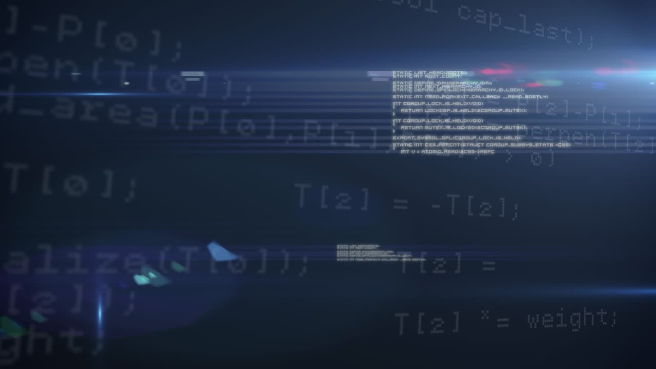Animation of data processing over black background