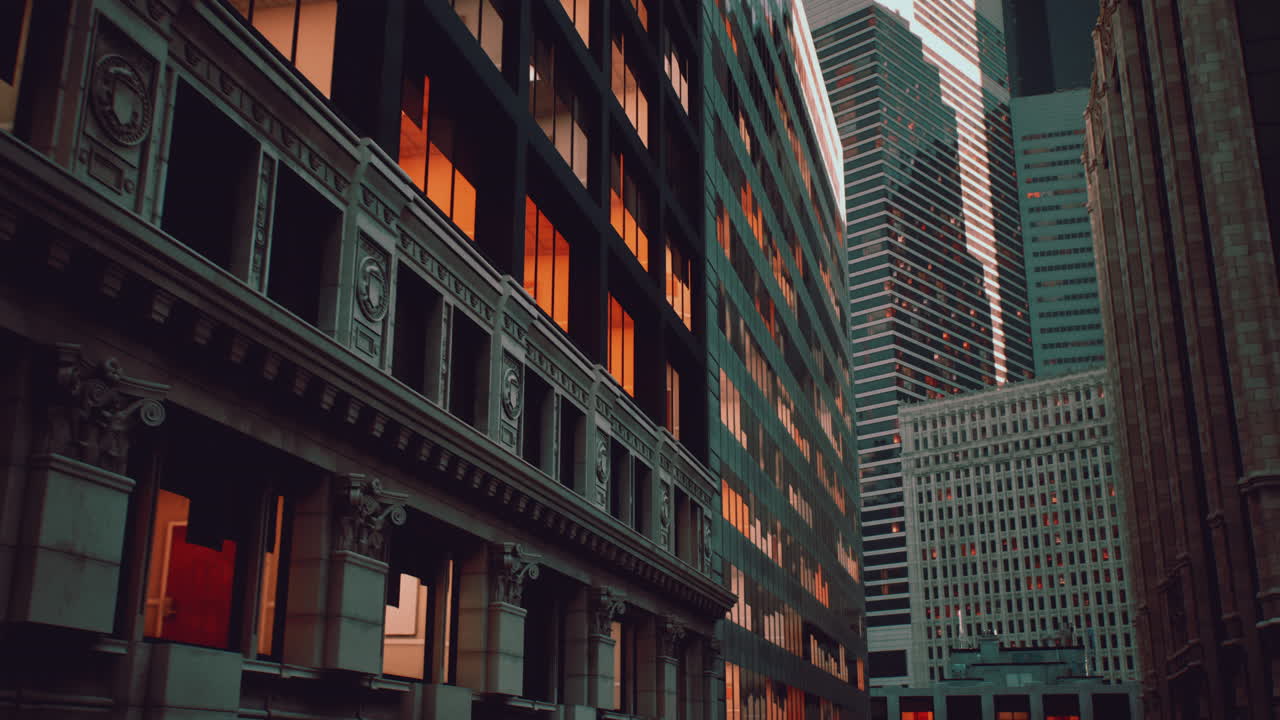 높은 건물 들 이 있는 야간 도시 풍경