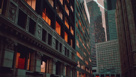 night cityscape with tall buildings