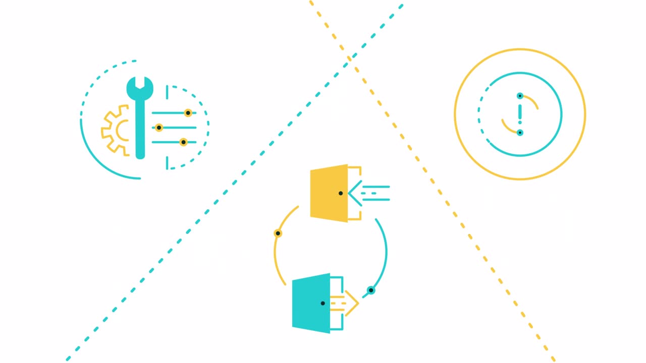 4k video of cartoon settings icons on white background.