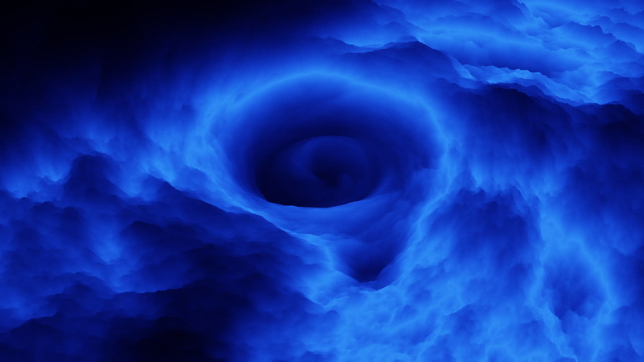 Captivating blue vortex amidst dark swirling sky
