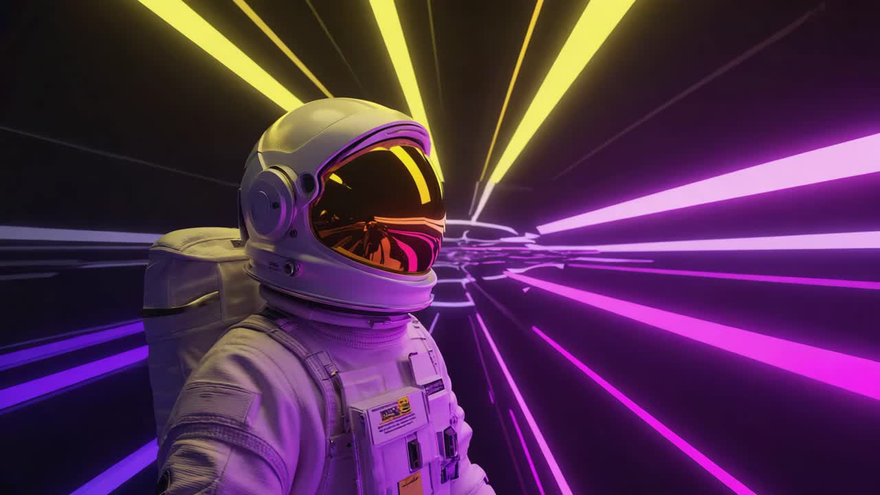 Astronaut in a Neon Tunnel