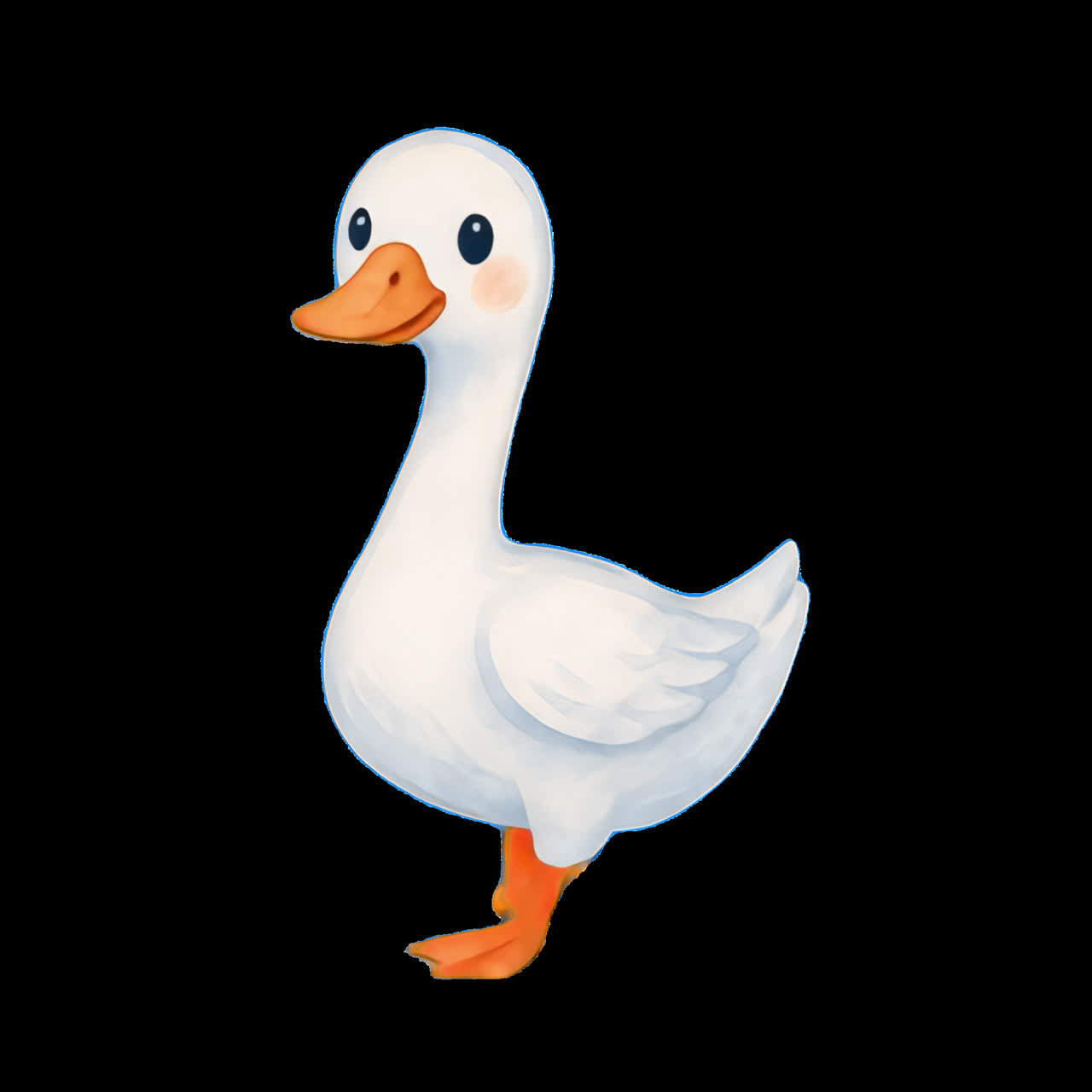 Cute cartoon duck illustration animation isolated asset, transparent 4K video, alpha channel, ProRes