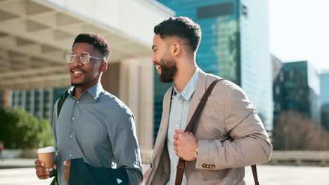 Outdoor,-men-and-walking-with-business-people