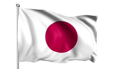 flag of japan with fabric structure in the wind (alpha channel, loopable)