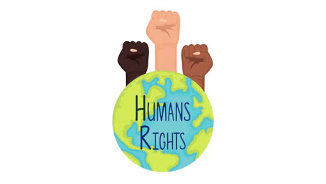 human rights animation with world planet