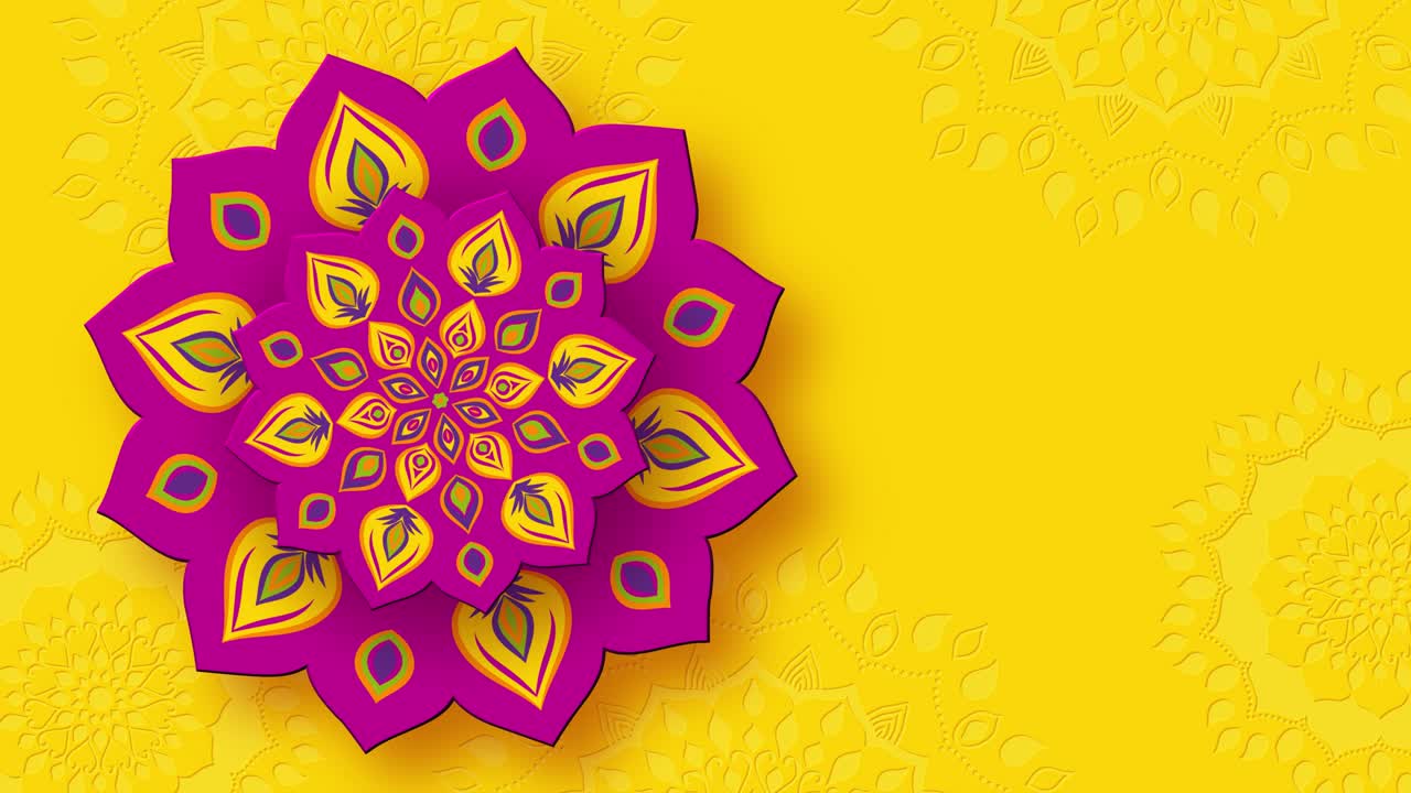 rangoli indio giratorio para el festival de las luces de diwali.