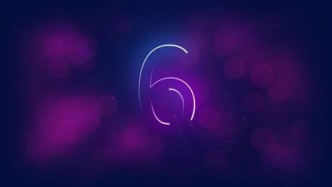 animación de números azules y rosados brillantes que cuentan hacia abajo hasta el año nuevo de 10 a 1 en fondo oscuro