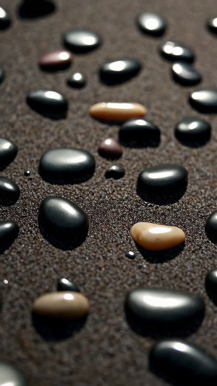 Close-up of various stones on a textured surface