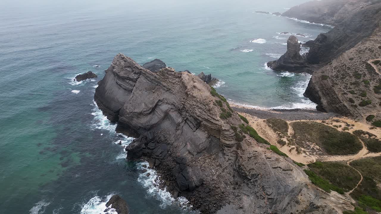 Aerial View of Dramatic Coastal Cliffs and Ocean