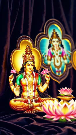 hindu deities - lakshmi, ganesha, and vishnu