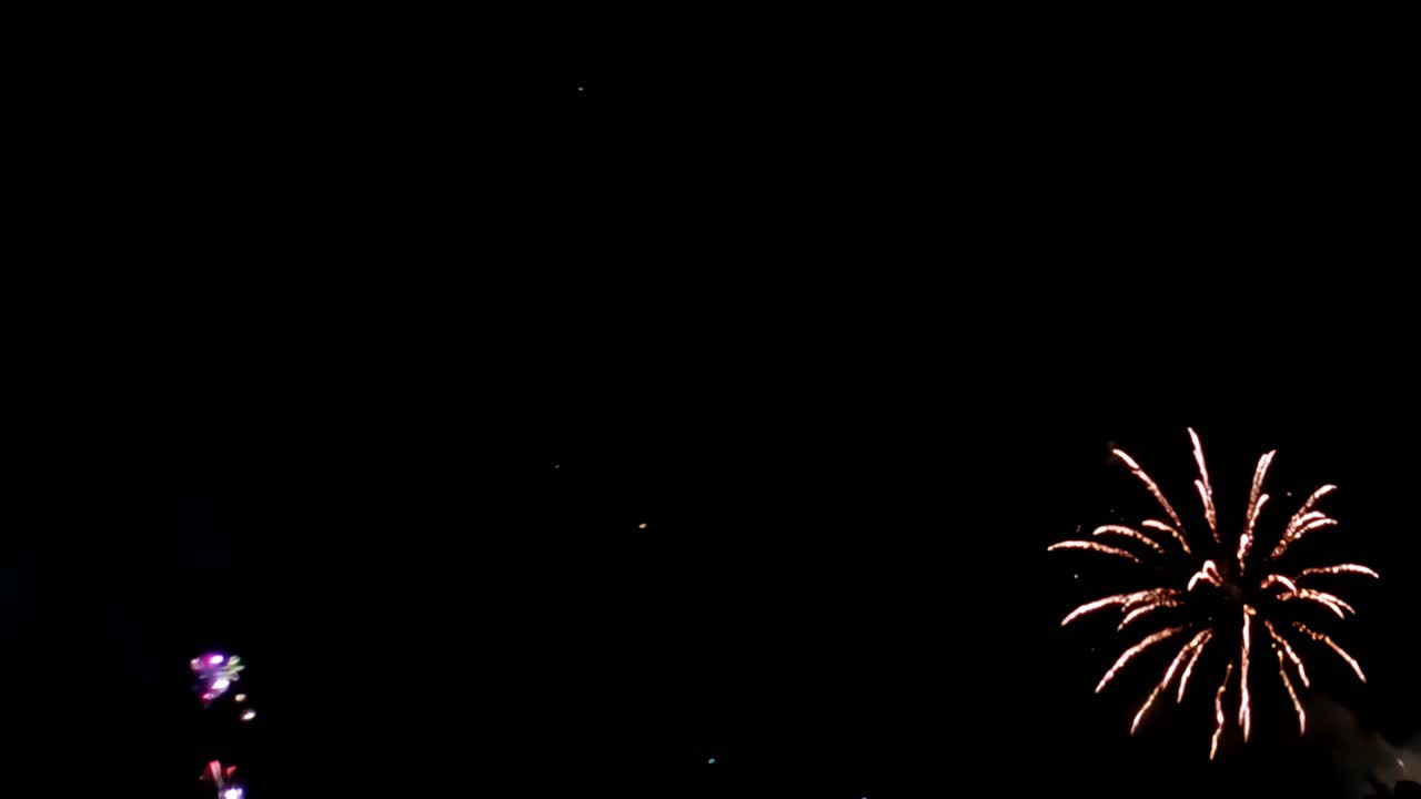 Fireworks painting the night sky in multiple bright colors during New Year's Eve 2019 at I.T. Park, Cebu City, Philippines.