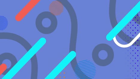 animación de formas de cápsulas rojas y azules sobre curvas y círculos azules sobre fondo azul