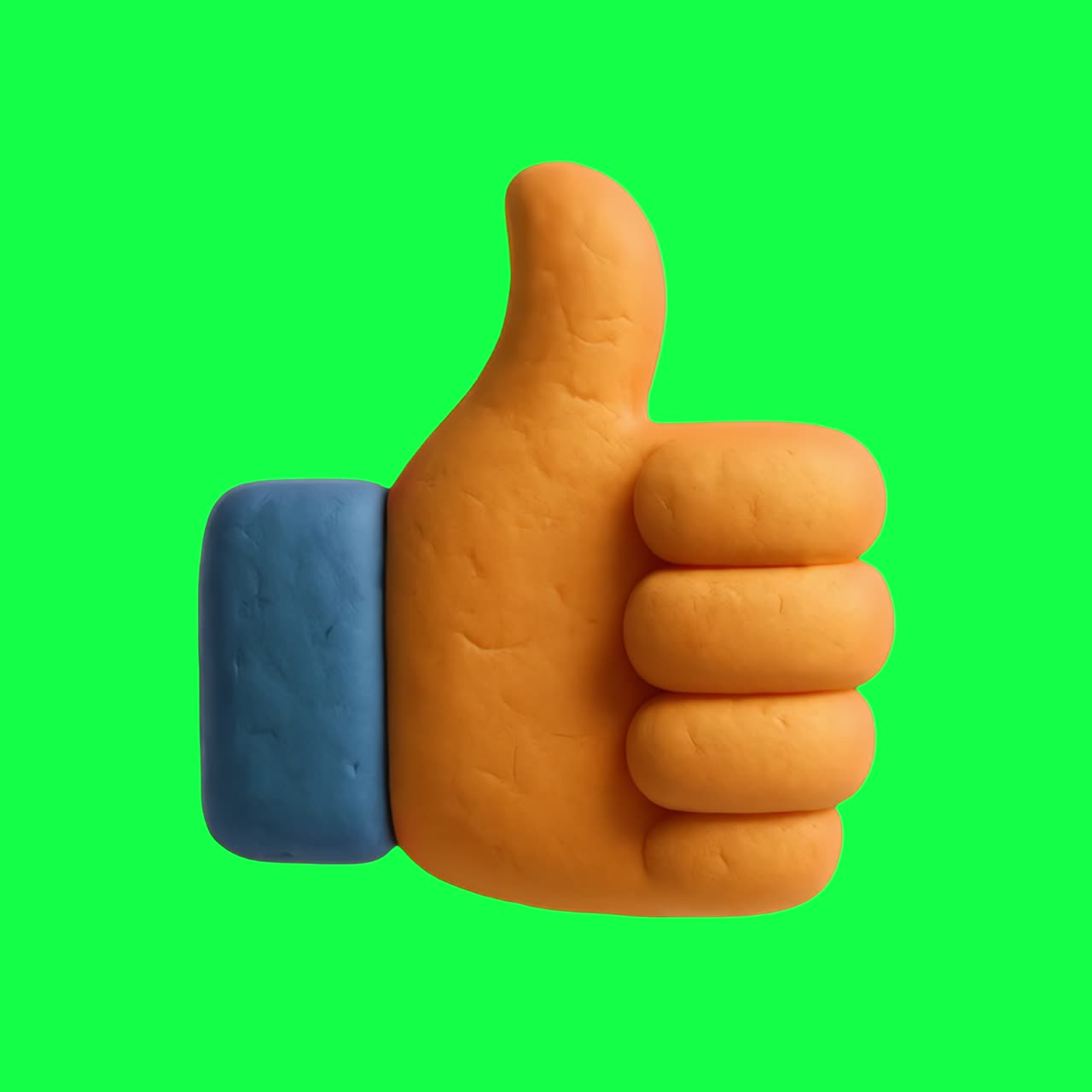 Colorful clay thumbs up icon animation, transparent 4K video, green screen