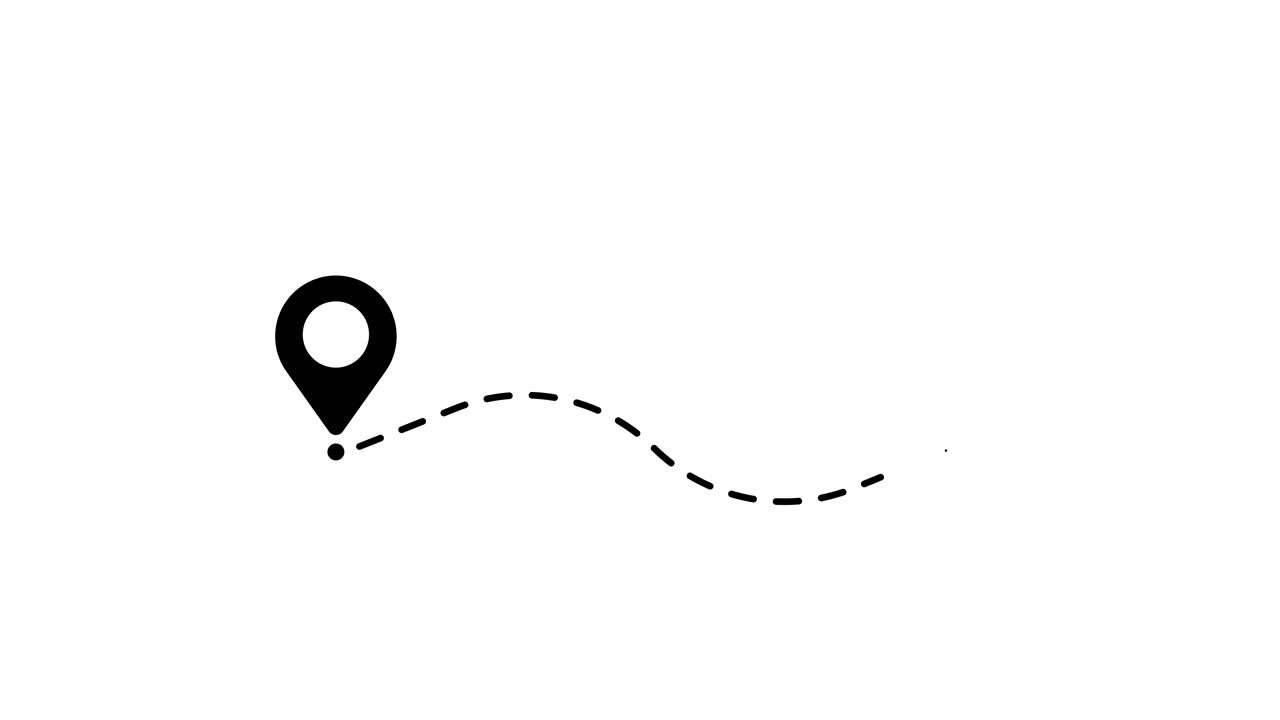 Animované špendlíky na mapě ukazující trasu nebo cestu.