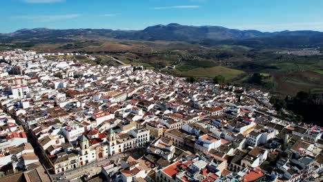 aerial pan across amazing city of ronda spain in broad daylight