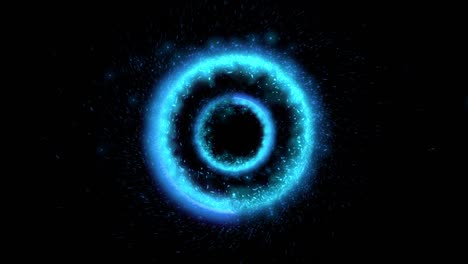 efecto de movimiento en espiral del círculo de chispas de partículas azules