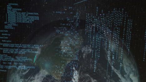 animación del procesamiento de datos sobre la rotación del globo y el espacio