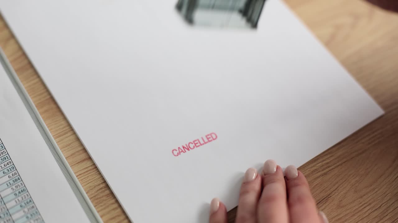 Canceled stamp on a document