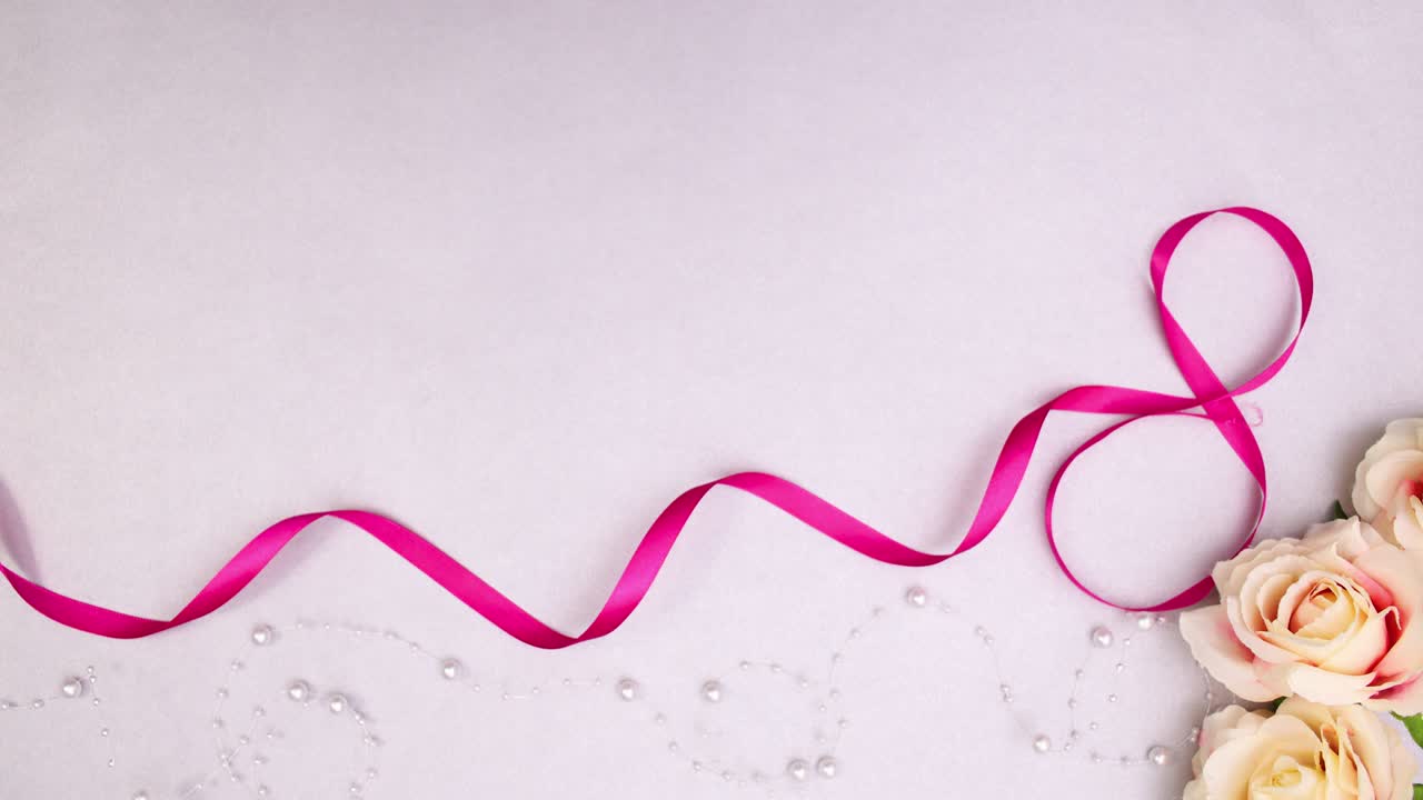 Happy Women's day stop motion animation with flowers and text