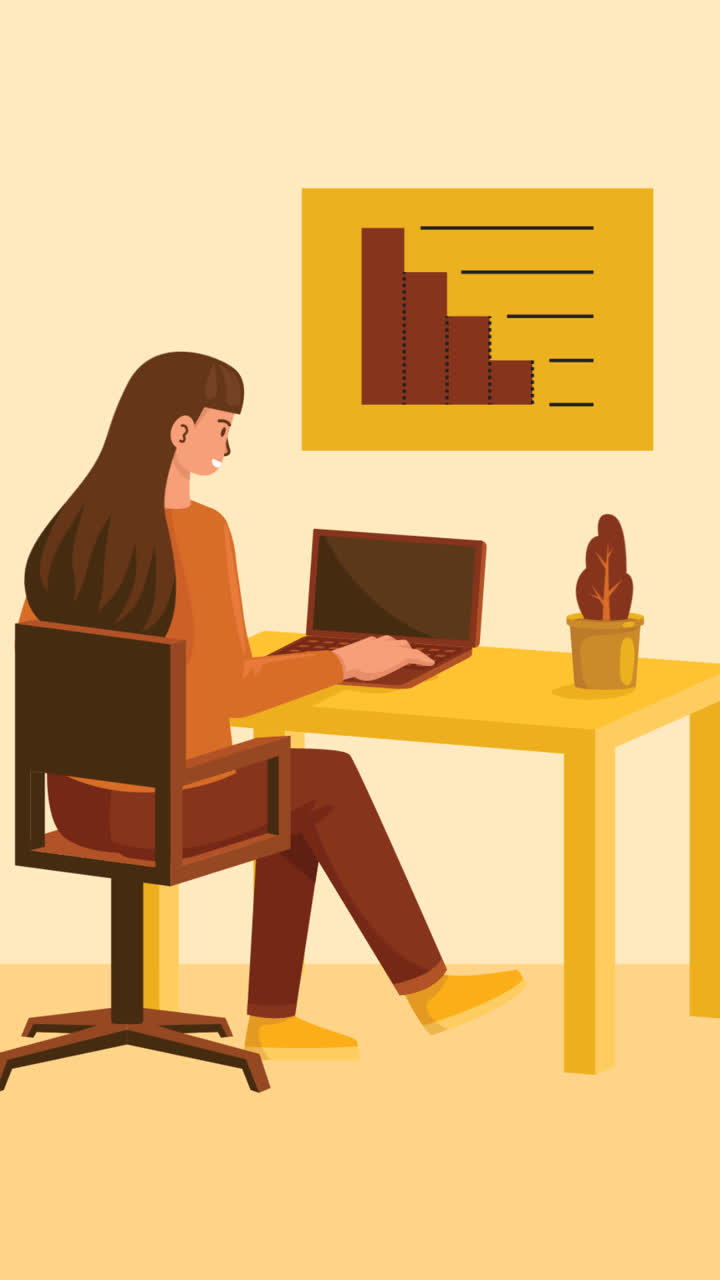 An animation of a Illustration of people working at the office