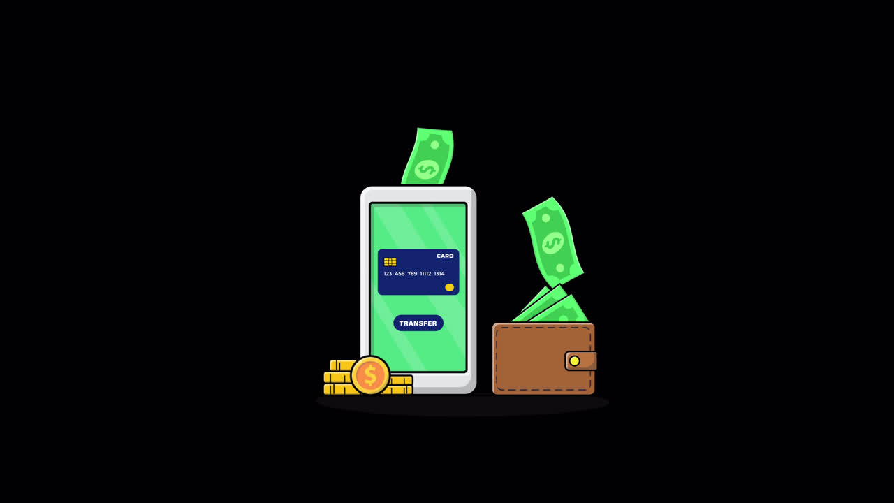 Digital Money Transfer from Smartphone to Wallet Animation