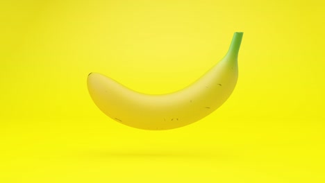 banana floating on yellow background