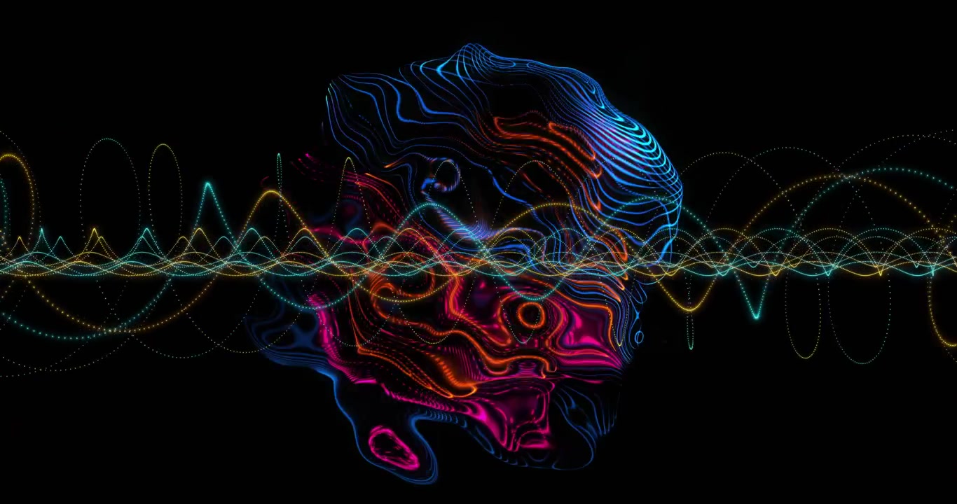 Dynamic Abstract Glowing Shape with Colorful Audio Visualizer